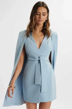 Lavish Alice Dresses<Tiffany Belted Cape Blazer Mini Dress In Blue