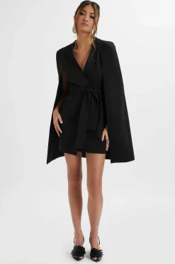 Lavish Alice Dresses<Tiffany Belted Cape Blazer Mini Dress In Black