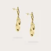 Lavish Alice Jewellery<Yasmin Hammered Effect Oval Drop Gold Earrings
