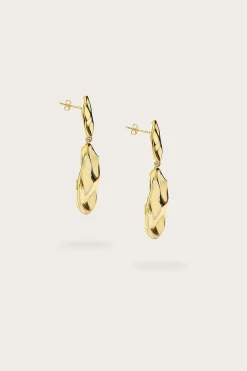 Lavish Alice Jewellery<Yasmin Hammered Effect Oval Drop Gold Earrings