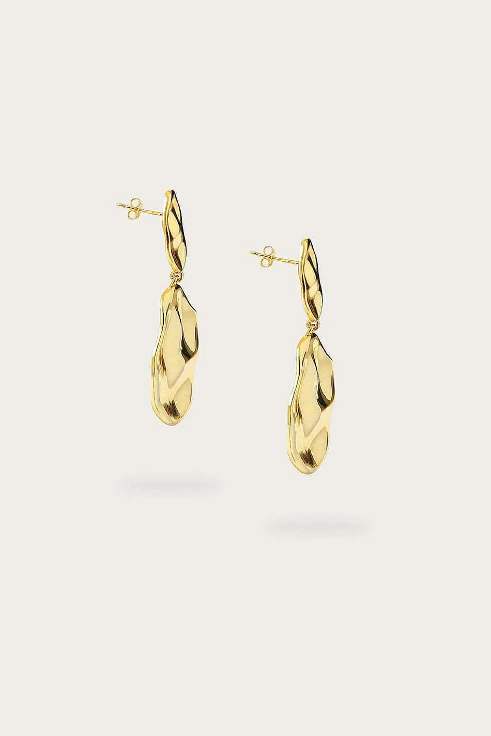 Lavish Alice Jewellery<Yasmin Hammered Effect Oval Drop Gold Earrings
