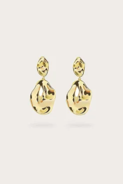 Lavish Alice Jewellery<Yasmin Hammered Effect Oval Drop Gold Earrings
