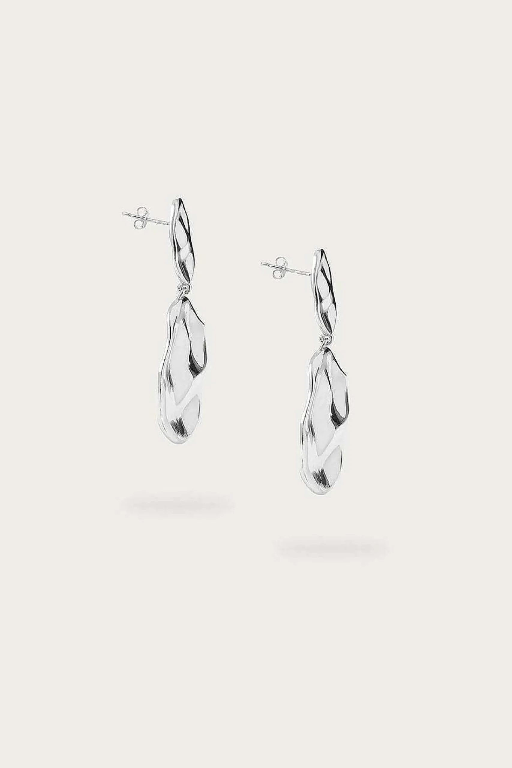 Lavish Alice Jewellery<Yasmin Hammered Effect Oval Drop Silver Earrings