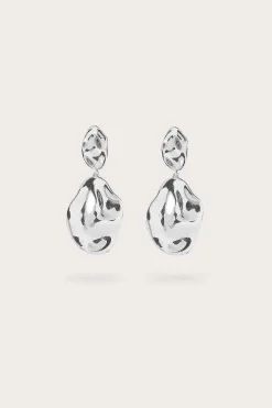 Lavish Alice Jewellery<Yasmin Hammered Effect Oval Drop Silver Earrings