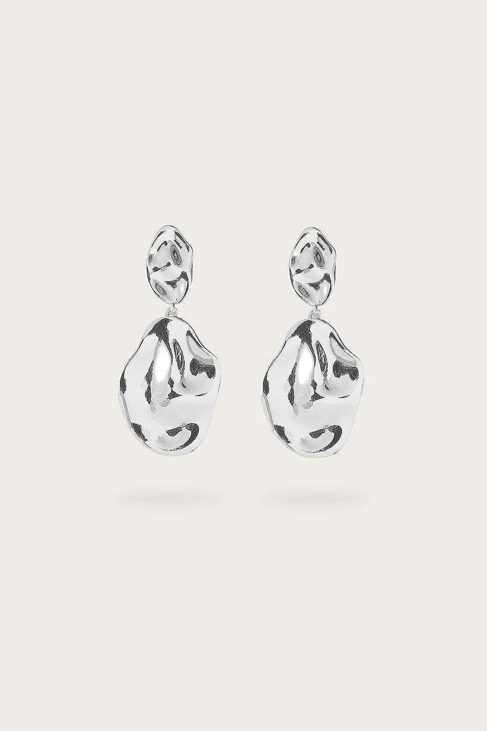 Lavish Alice Jewellery<Yasmin Hammered Effect Oval Drop Silver Earrings